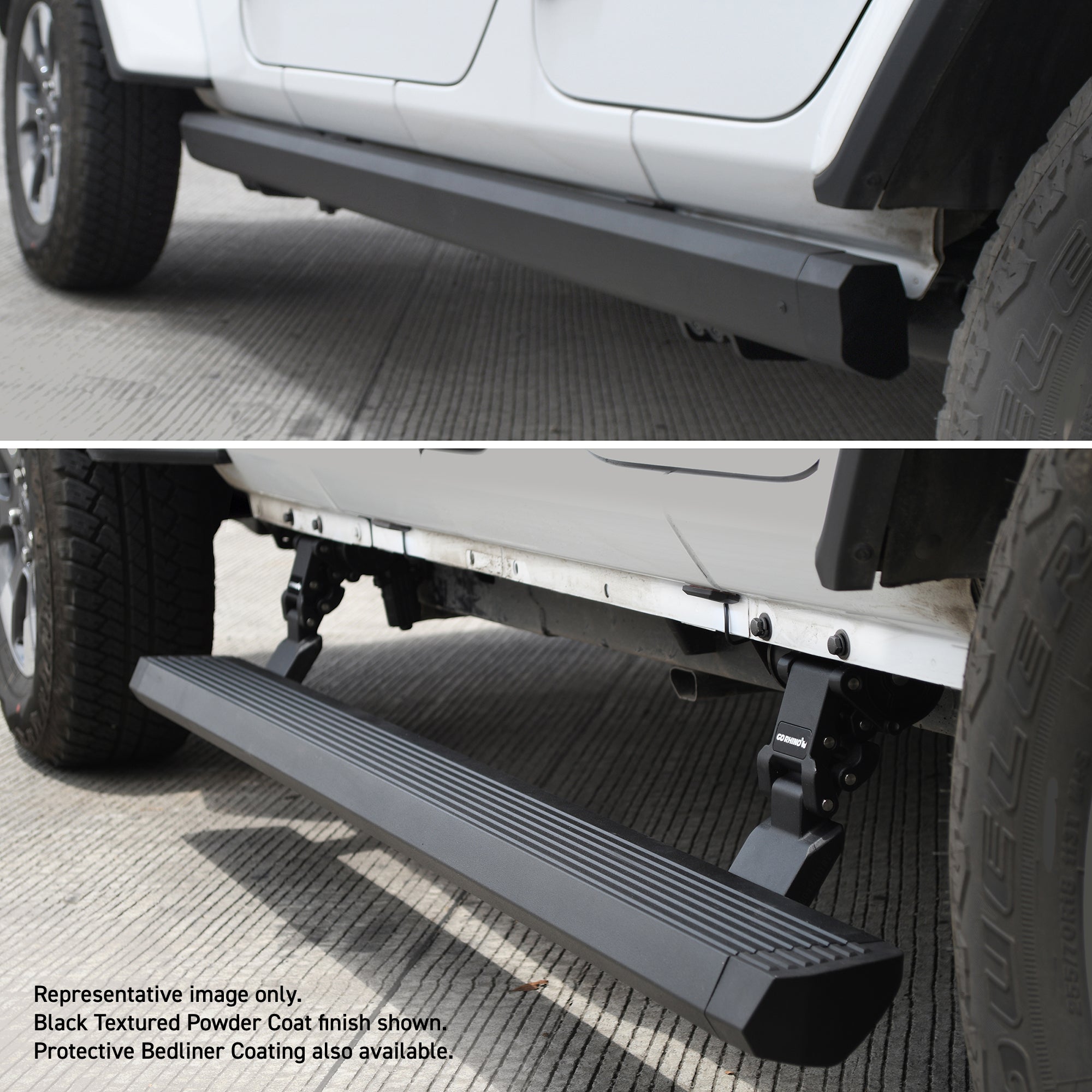 Go Rhino 20450572T 2007 - 2018 Jeep Wrangler JK E1 Series Electric Running Board Kit - Rugged Truck Gear