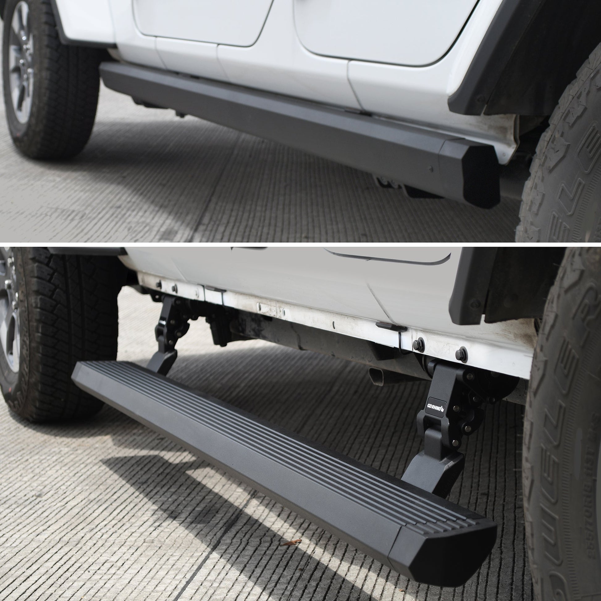 Go Rhino 20450674PC 2018 - 2024 Jeep Wrangler JL E1 Series Electric Running Board Kit - Rugged Truck Gear