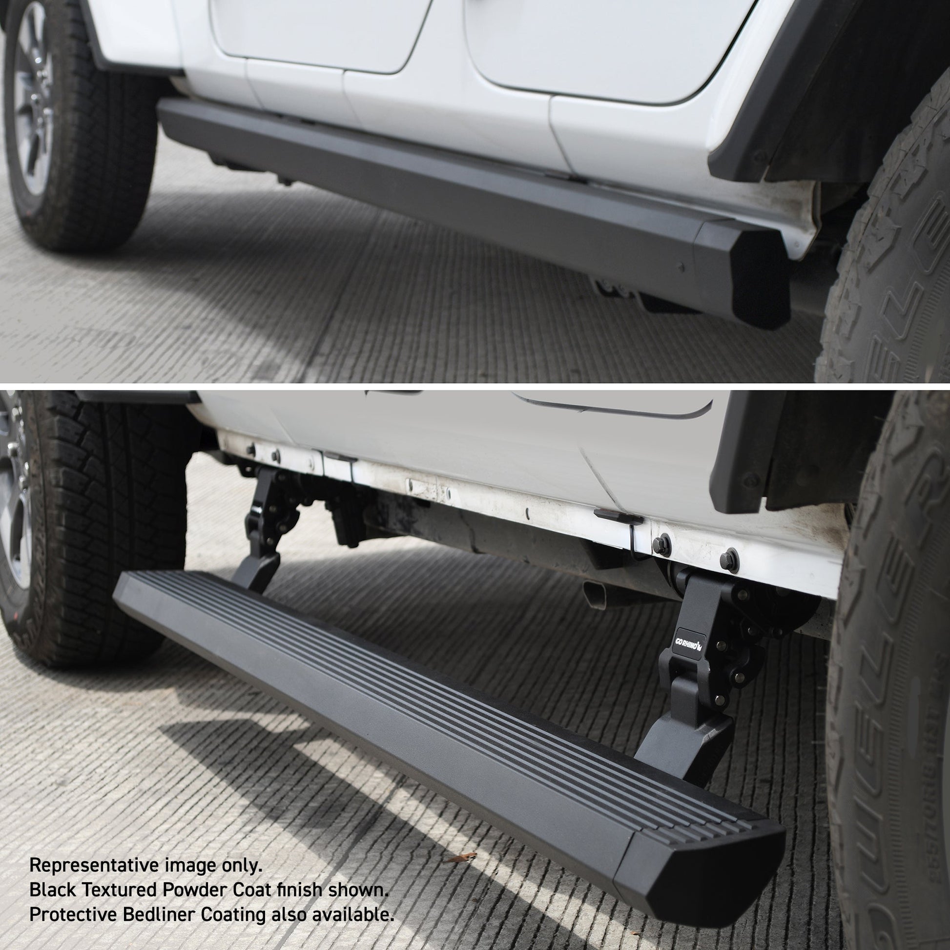 Go Rhino 20451687T 2020 - 2024 Jeep Gladiator JT E1 Series Electric Running Board Kit - Rugged Truck Gear