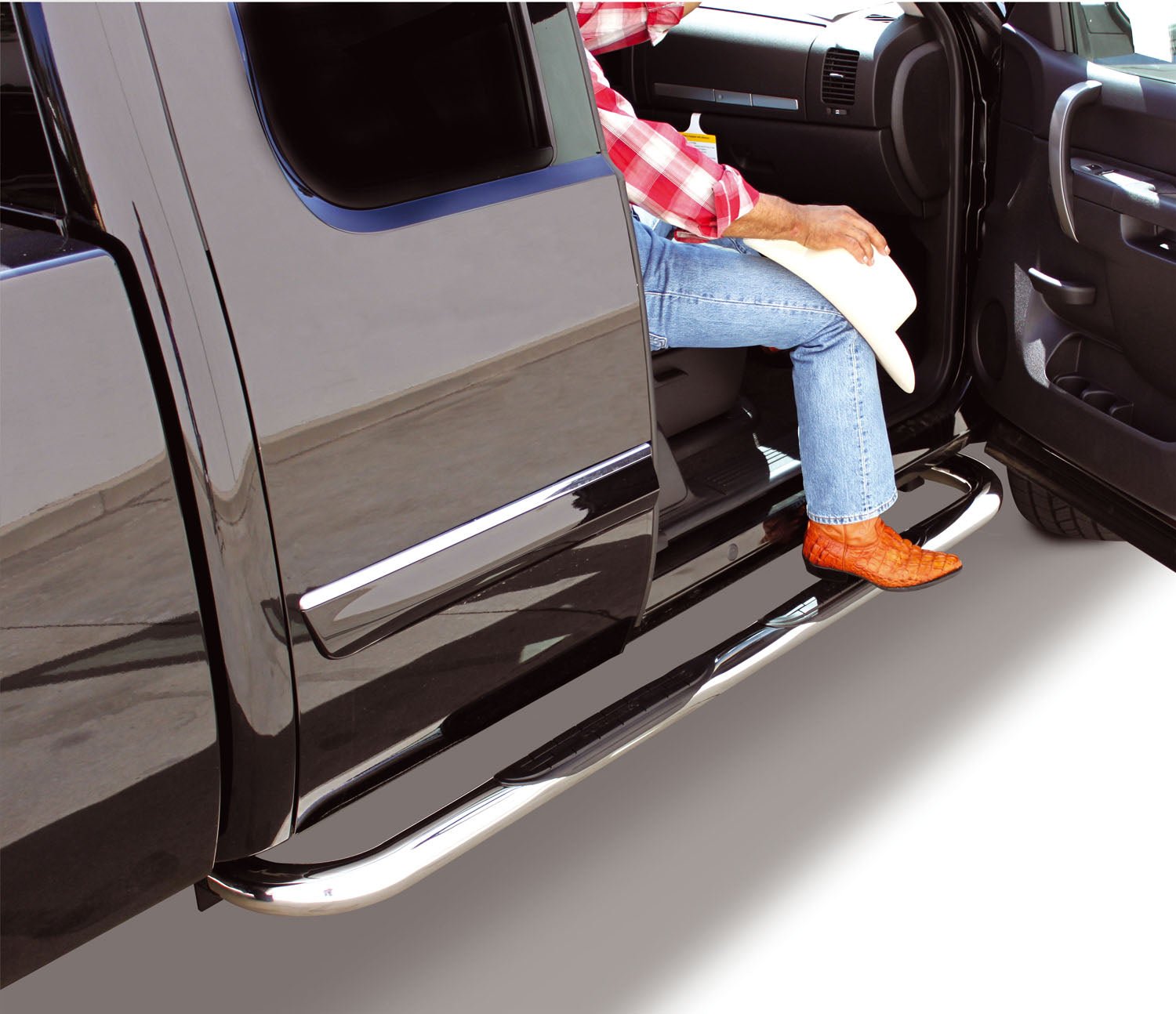 Go Rhino 4047PS 2001 - 2013 Chevy Silverado 1500 4000 Series Side Steps with Mounting Bracket Kit - Rugged Truck Gear