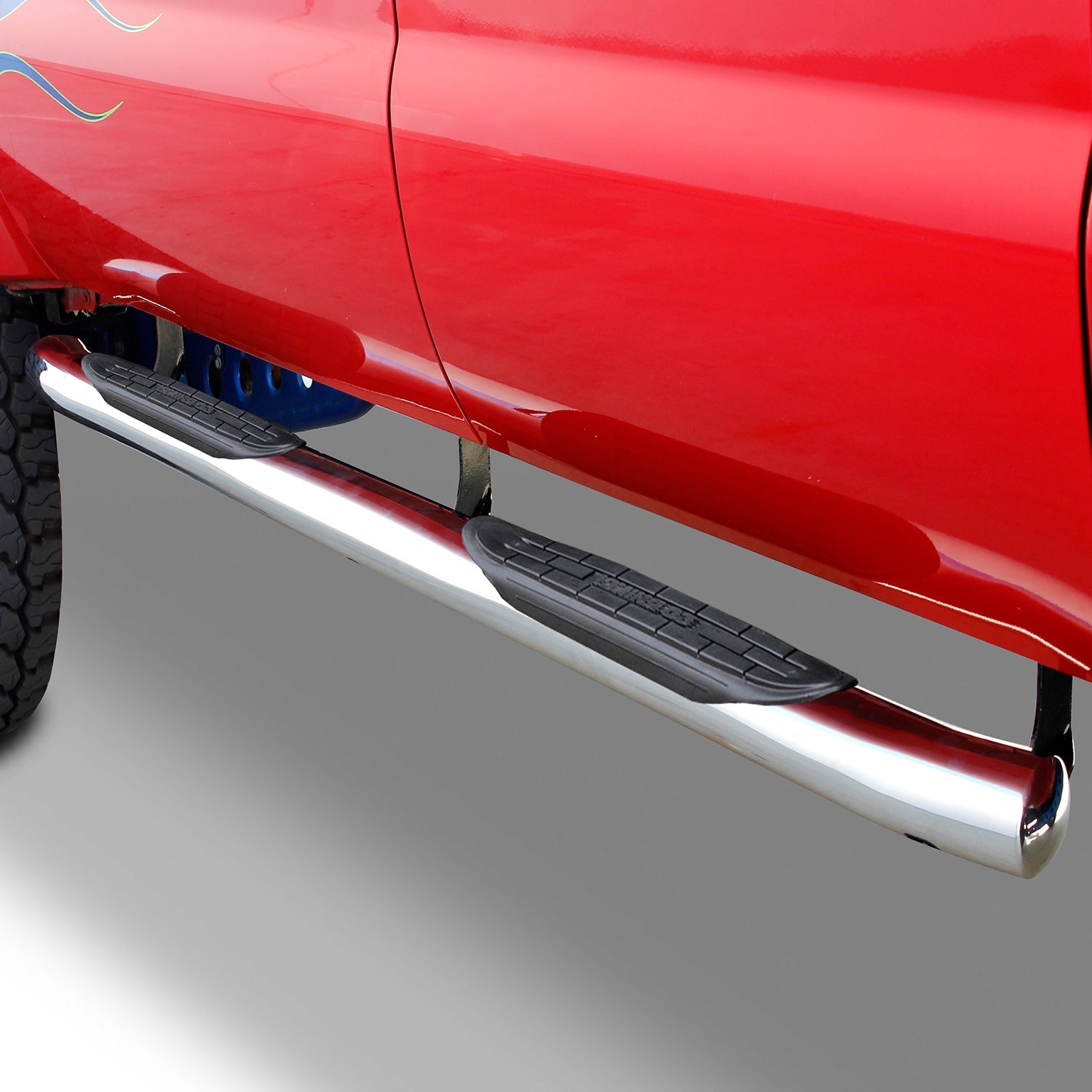 Go Rhino 67051PS 2015 - 2019 Chevy Silverado 2500/3500 HD 415 Series Side Steps with Mounting Bracket Kit - Welded End Caps - Rugged Truck Gear