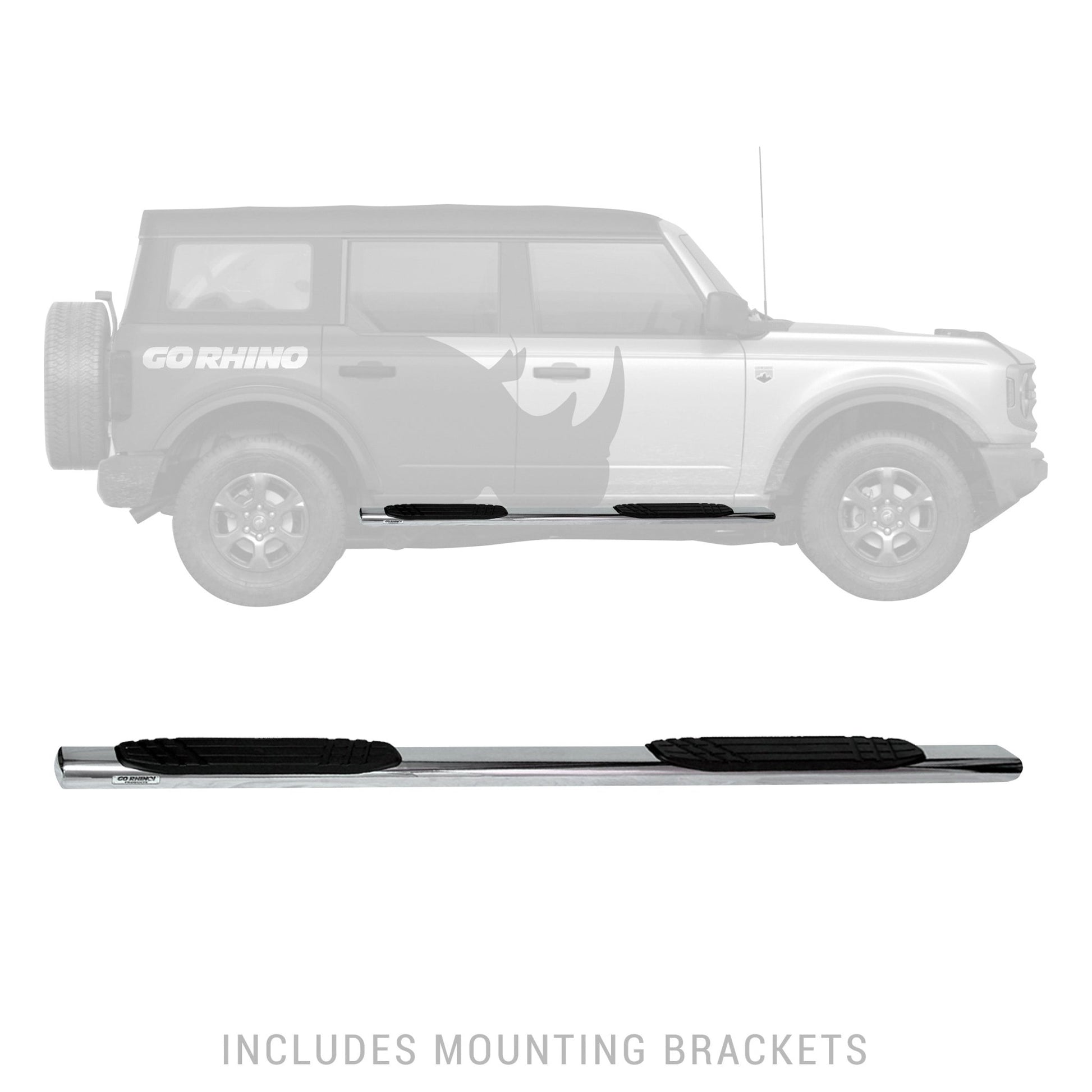 Go Rhino 684412971PS 2021 - 2024 Ford Bronco OE Xtreme Series 4" Side Steps with Mounting Bracket Kit - Rugged Truck Gear