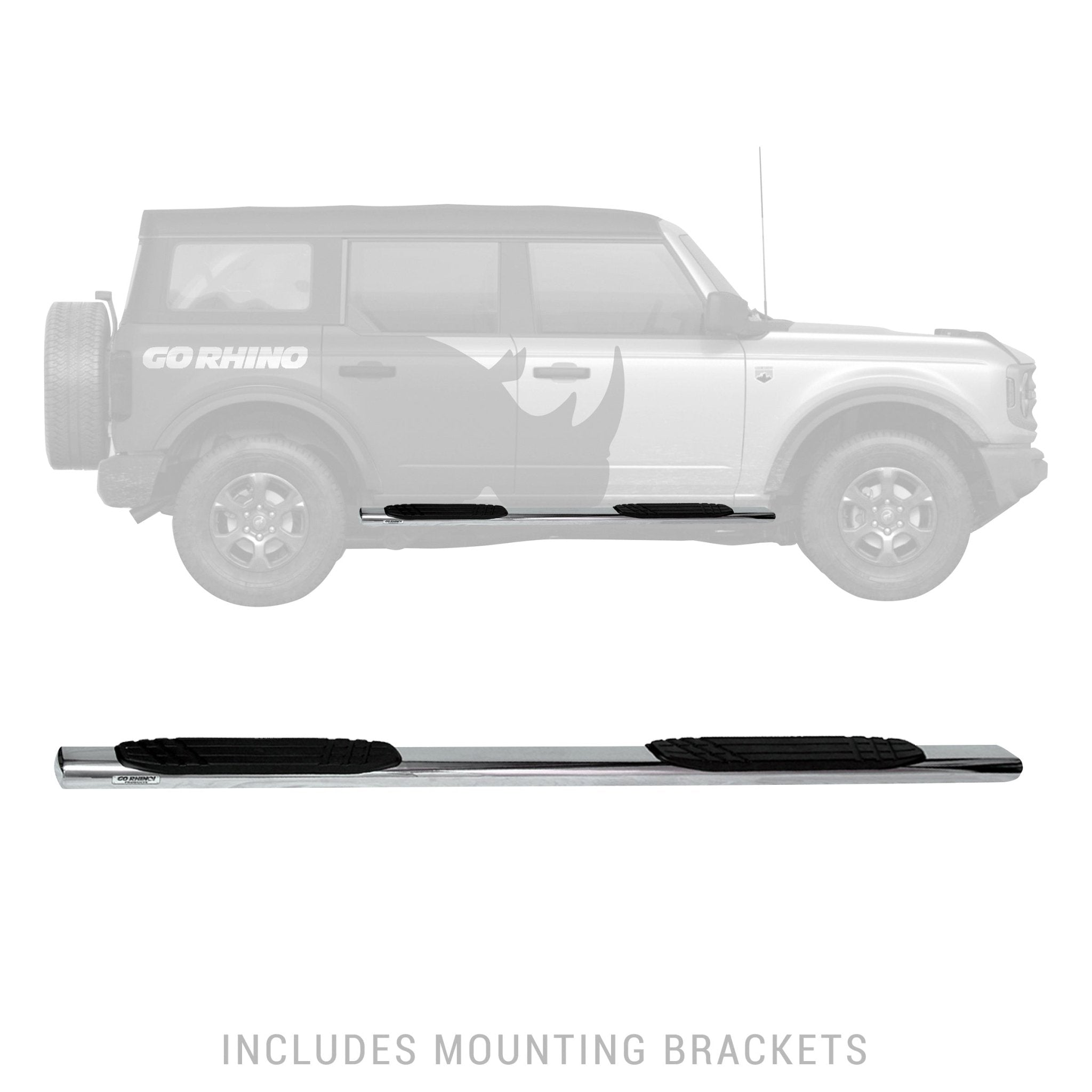 Go Rhino 684412971PS 2021 - 2024 Ford Bronco OE Xtreme Series 4" Side Steps with Mounting Bracket Kit - Rugged Truck Gear
