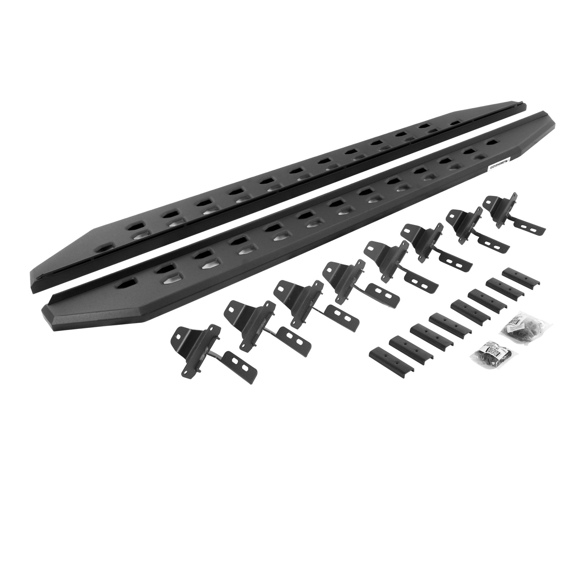 Go Rhino 69450673SPC 2018 - 2024 Jeep Wrangler JL RB Series RB20 Slim Line Running Boards with Mounting Bracket Kit - Rugged Truck Gear