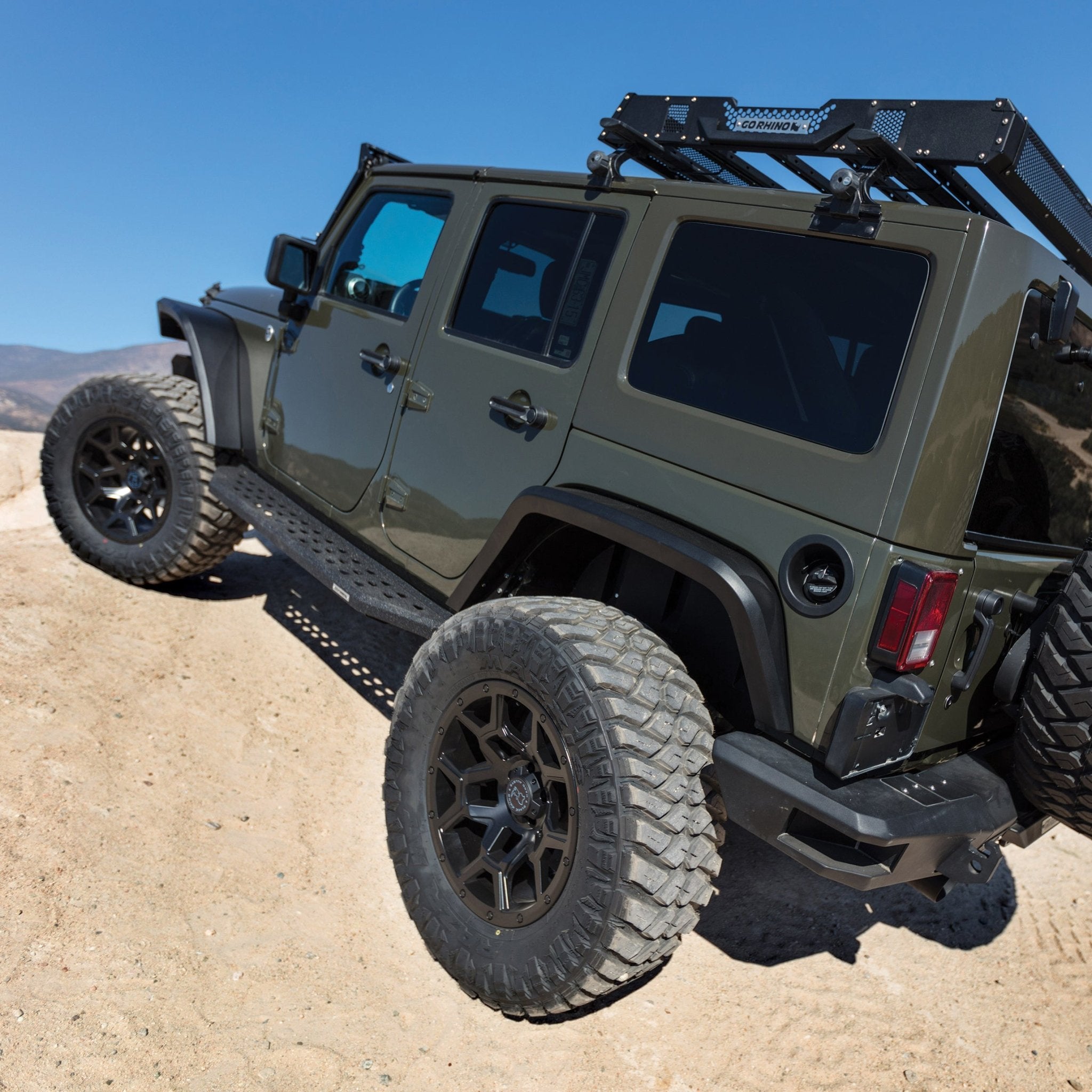 Go Rhino 69450673T 2018 - 2024 Jeep Wrangler JL RB Series RB20 Running Boards with Mounting Bracket Kit - Rugged Truck Gear