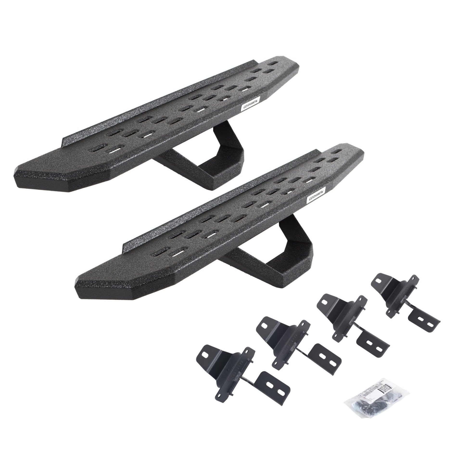 Go Rhino 6969274810T 2018 - 2024 Jeep Wrangler JL RB Series RB30 Running Boards with Mounting Brackets, 1 Pair Drop Steps Kit - Rugged Truck Gear