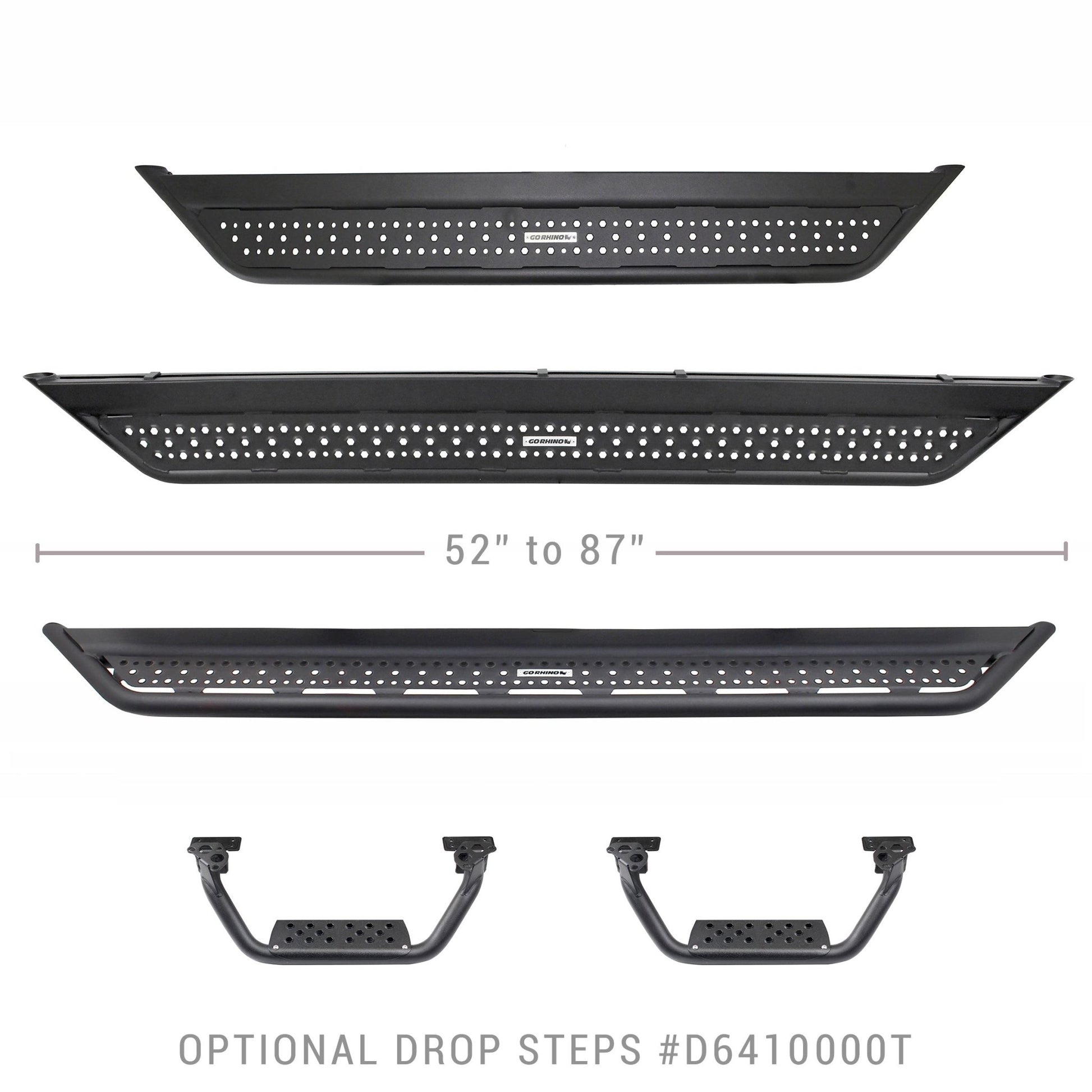 Go Rhino D60057T 2021 - 2024 Ford Bronco D6 Dominator Series Xtreme Side Steps - Boards Only, 57" Long - Rugged Truck Gear
