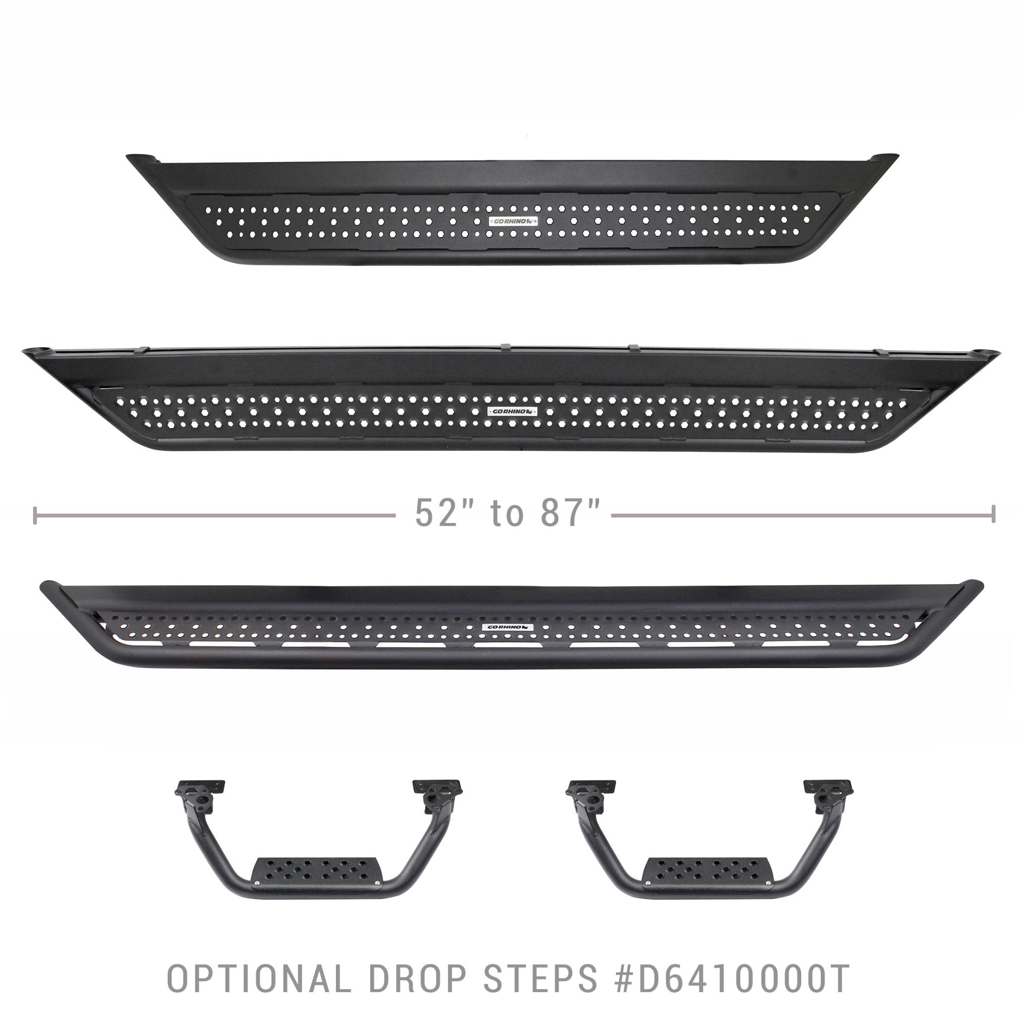 Go Rhino D60057T 2021 - 2024 Ford Bronco D6 Dominator Series Xtreme Side Steps - Boards Only, 57" Long - Rugged Truck Gear