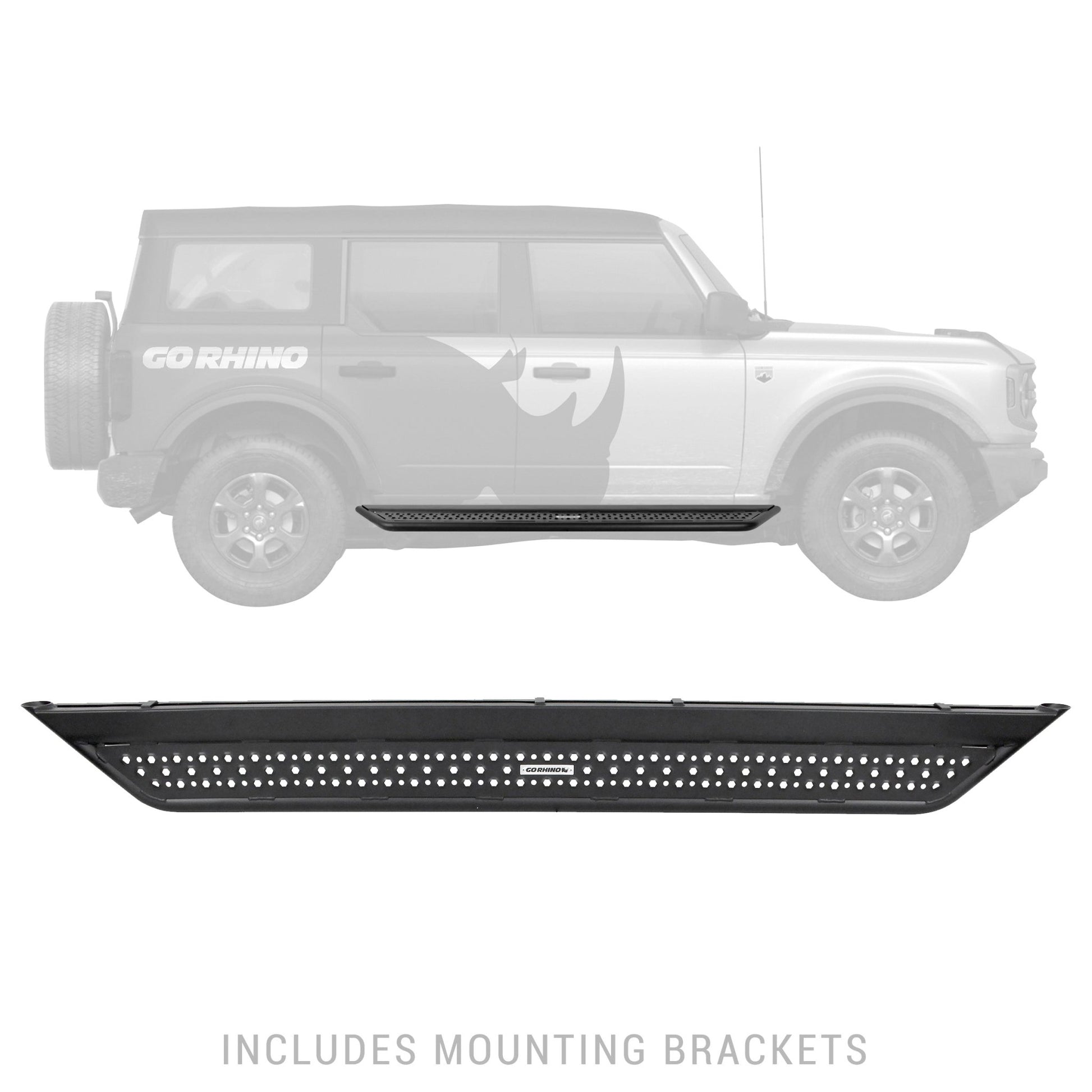 Go Rhino D64129T 2021 - 2024 Ford Bronco D6 Dominator Series Xtreme Side Steps with Rocker Panel Mounting Bracket Kit - Rugged Truck Gear
