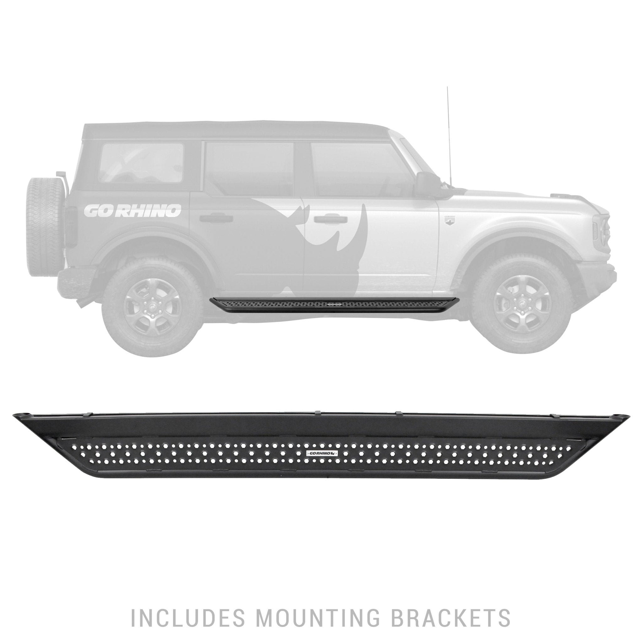 Go Rhino D64129T 2021 - 2024 Ford Bronco D6 Dominator Series Xtreme Side Steps with Rocker Panel Mounting Bracket Kit - Rugged Truck Gear