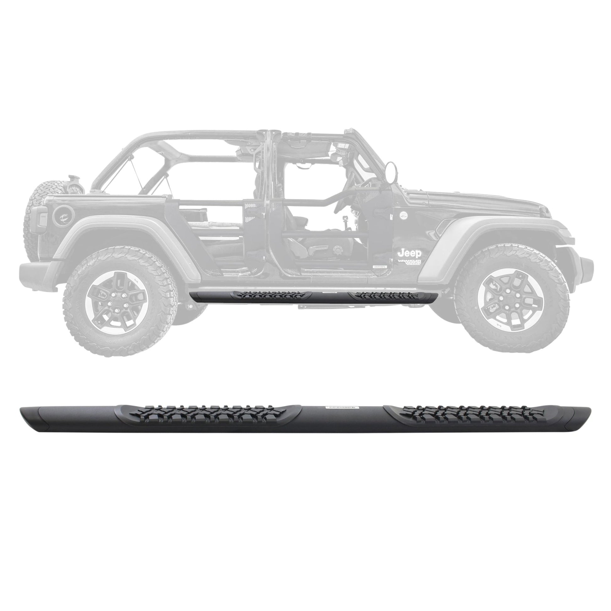 Go Rhino V3450674T 2018 - 2024 Jeep Wrangler JL V - Series V3 Aluminum Side Steps and Mounting Bracket Kit - Rugged Truck Gear