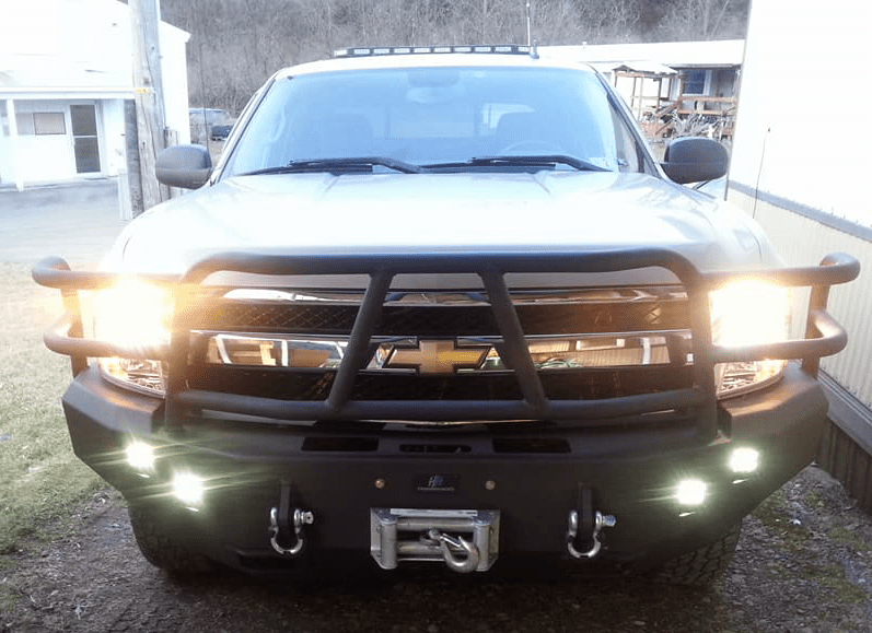 Hammerhead 600 - 56 - 0054 Chevy Silverado 1500 2007 - 2013 Front Winch Bumper with Full Brush Guard - Rugged Truck Gear