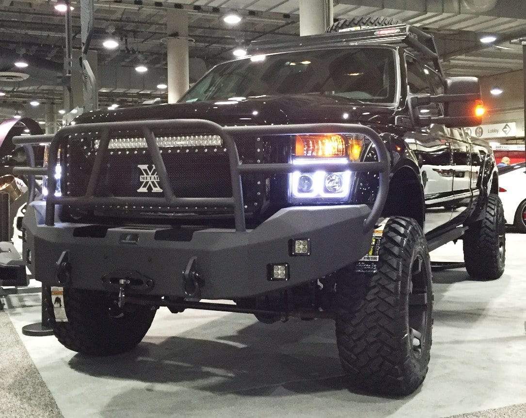 Hammerhead 600 - 56 - 0056 Ford F250/F350/F450/F550 2011 - 2016 Front Winch Bumper with Full Brush Guard - Rugged Truck Gear