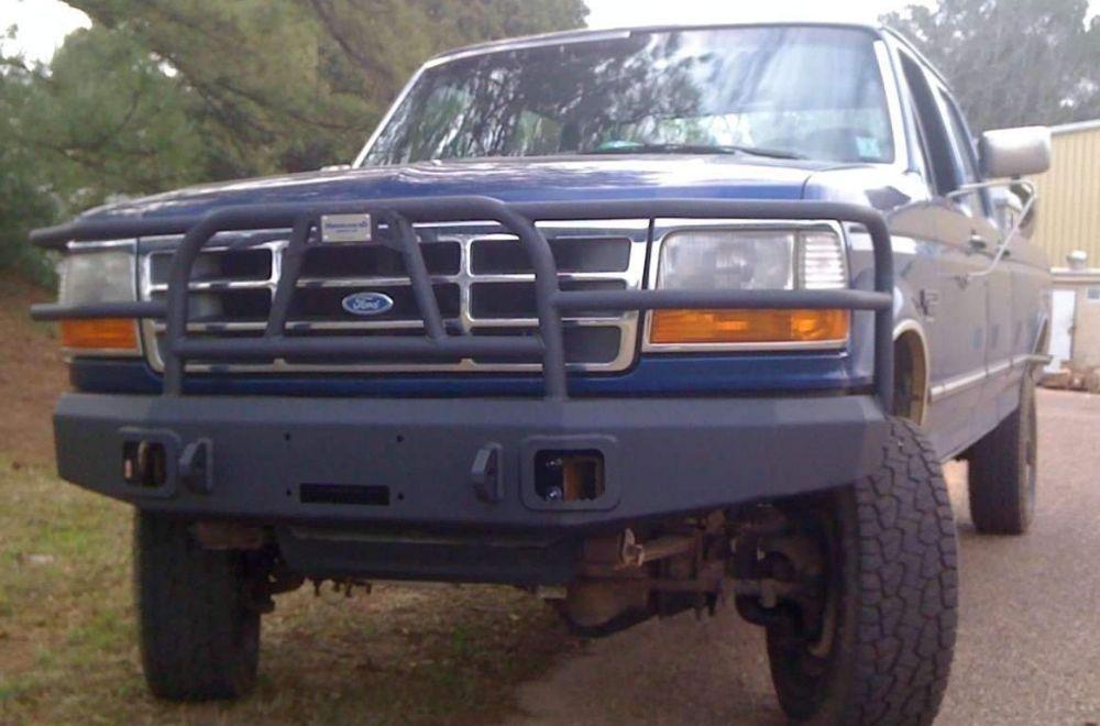 Hammerhead 600 - 56 - 0067 Ford Bronco 1992 - 1996 Front Winch Bumper with Full Brush Guard - Rugged Truck Gear