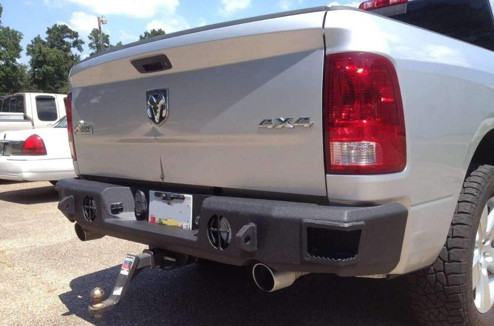 Hammerhead 600 - 56 - 0107 Dodge Ram 1500 2009 - 2018 Rear Bumper with Dual Exhaust and Sensors - Rugged Truck Gear