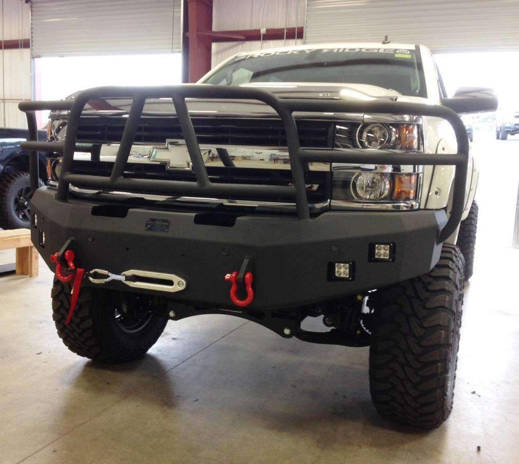 Hammerhead 600 - 56 - 0277 Chevy Silverado 2500/3500 2015 - 2019 Front Winch Bumper with Full Brush Guard - Rugged Truck Gear