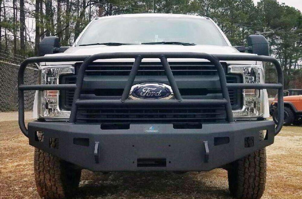 Hammerhead 600 - 56 - 0588 Ford F250/F350/F450/F550 2017 - 2022 Front Winch Bumper with Full Brush Guard - Rugged Truck Gear
