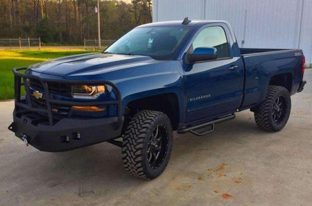 Hammerhead 600 - 56 - 0636 Chevy Silverado 1500 2016 - 2018 Front Winch Bumper with Full Brush Guard - Rugged Truck Gear