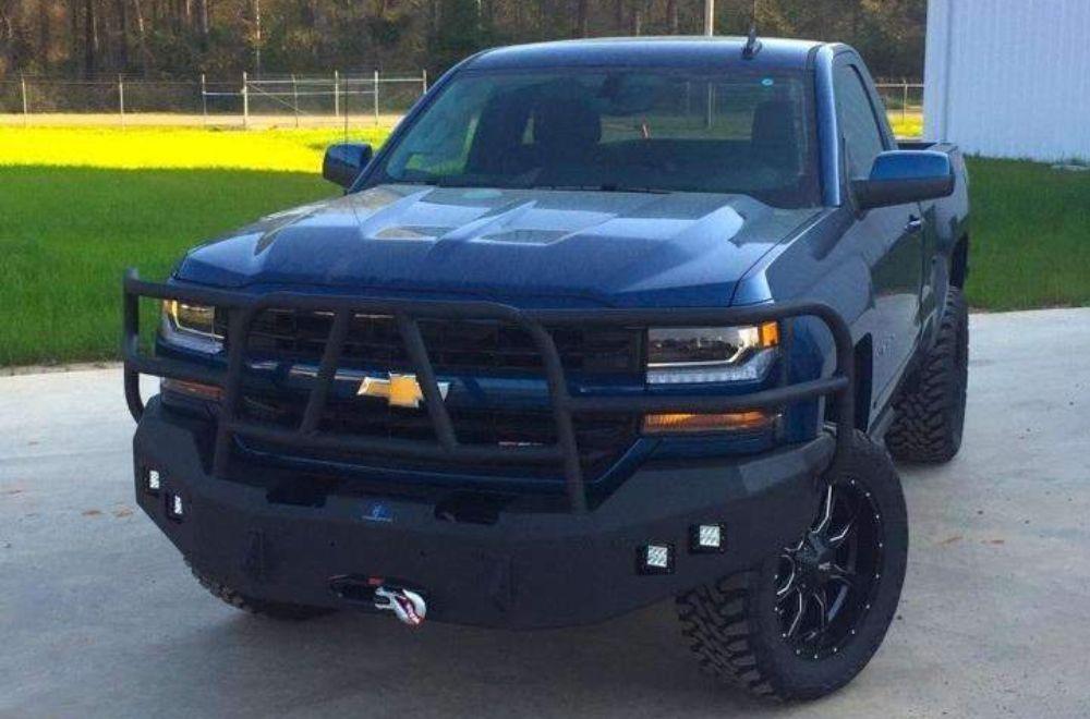 Hammerhead 600 - 56 - 0636 Chevy Silverado 1500 2016 - 2018 Front Winch Bumper with Full Brush Guard - Rugged Truck Gear