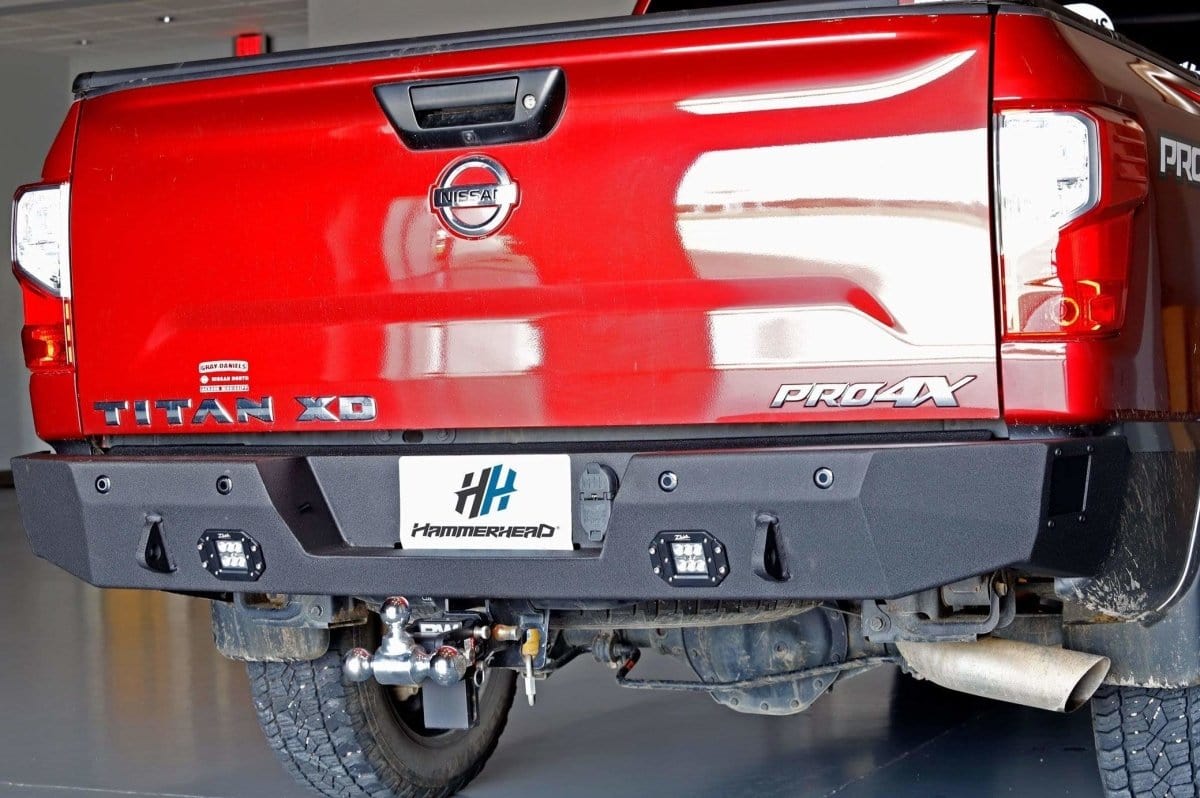 Hammerhead 600 - 56 - 0908 Nissan Titan XD 2016 - 2019 Rear Bumper with Sensors - Rugged Truck Gear