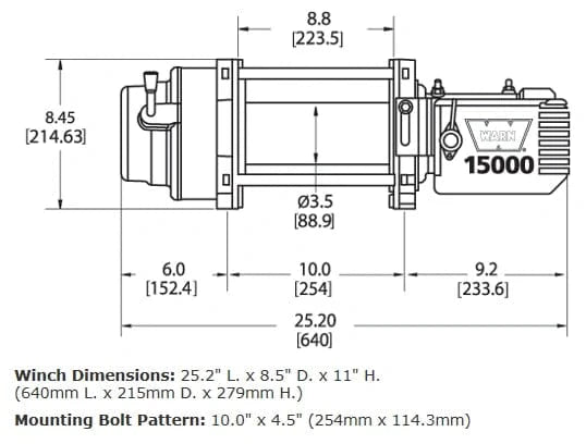 WARN 47801 M15000 15K Heavy Duty Truck Winch - Rugged Truck Gear