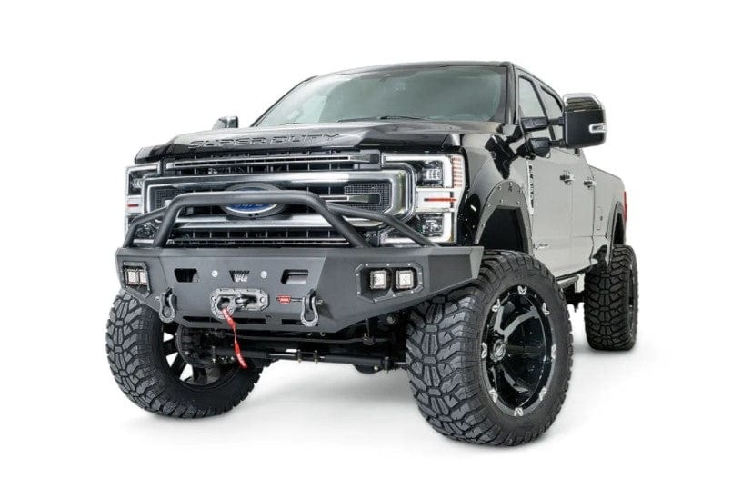 WARN Ascent HD 106918 2019 - 2022 Ford F250/F350 Super Duty Front Winch Bumper with Baja Grille Guard - Rugged Truck Gear