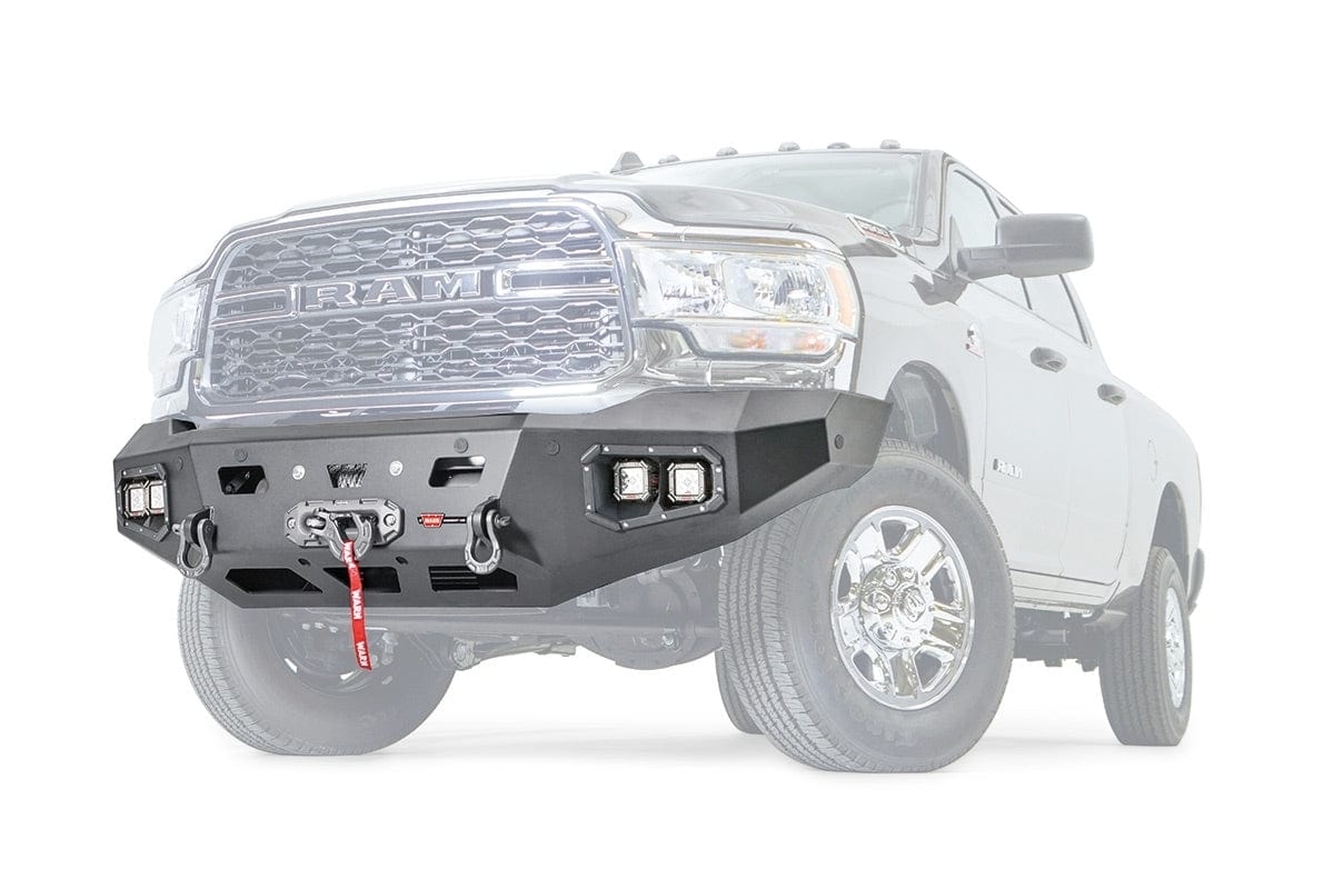 WARN Ascent HD 107001 2019 - 2023 Ram 2500/3500/4500/5500 Front Winch Bumper with No Grille Guard - Rugged Truck Gear