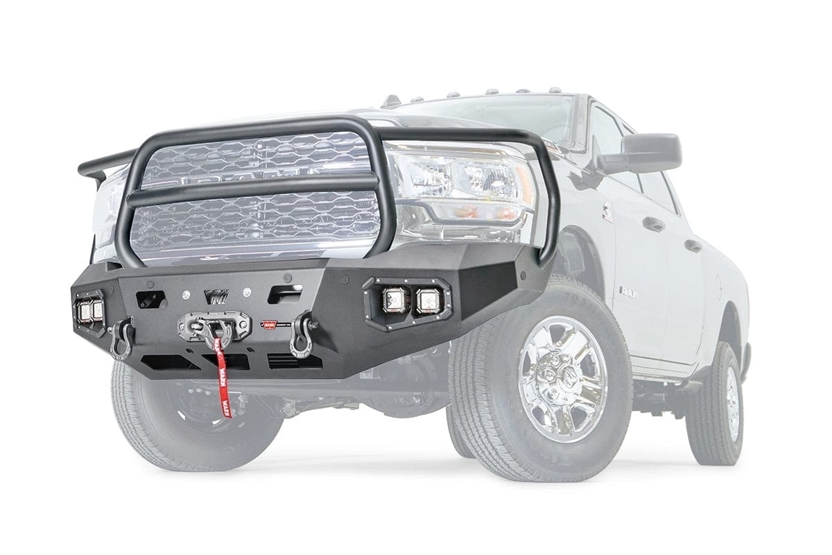 WARN Ascent HD 107002 2019 - 2023 Ram 2500/3500/4500/5500 Front Winch Bumper with Full Grille Guard - Rugged Truck Gear