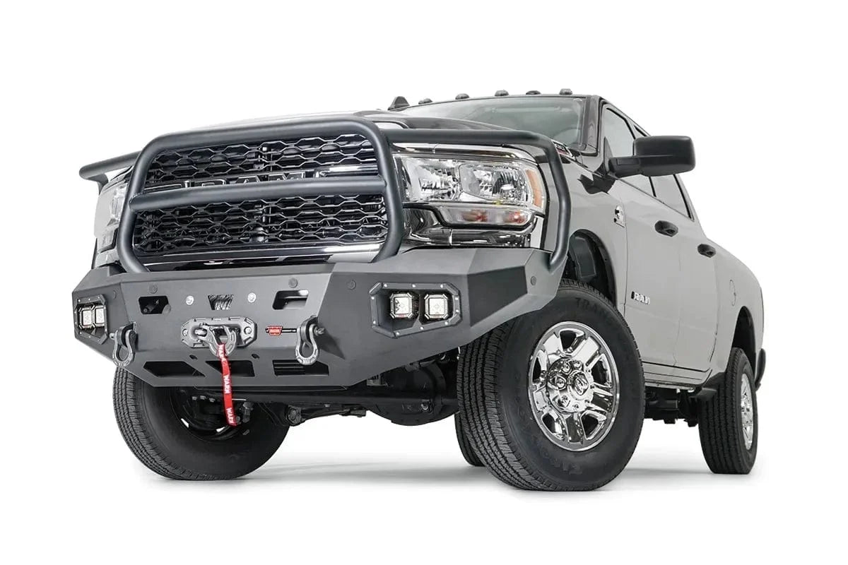 WARN Ascent HD 107002 2019 - 2023 Ram 2500/3500/4500/5500 Front Winch Bumper with Full Grille Guard - Rugged Truck Gear