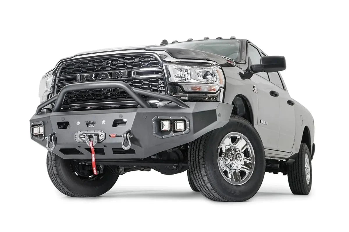 WARN Ascent HD 107003 2019 - 2024 Ram 2500/3500/4500/5500 Front Winch Bumper with Baja Grille Guard - Rugged Truck Gear