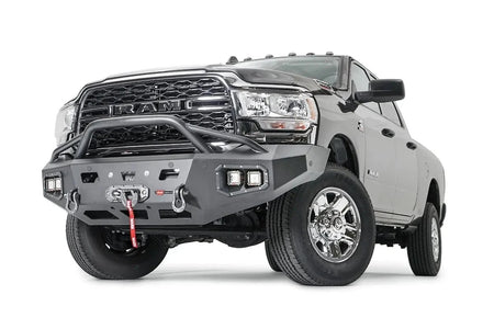 WARN Ascent HD 107003 2019 - 2024 Ram 2500/3500/4500/5500 Front Winch Bumper with Baja Grille Guard - Rugged Truck Gear