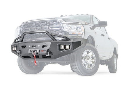 WARN Ascent HD 107003 2019 - 2024 Ram 2500/3500/4500/5500 Front Winch Bumper with Baja Grille Guard - Rugged Truck Gear
