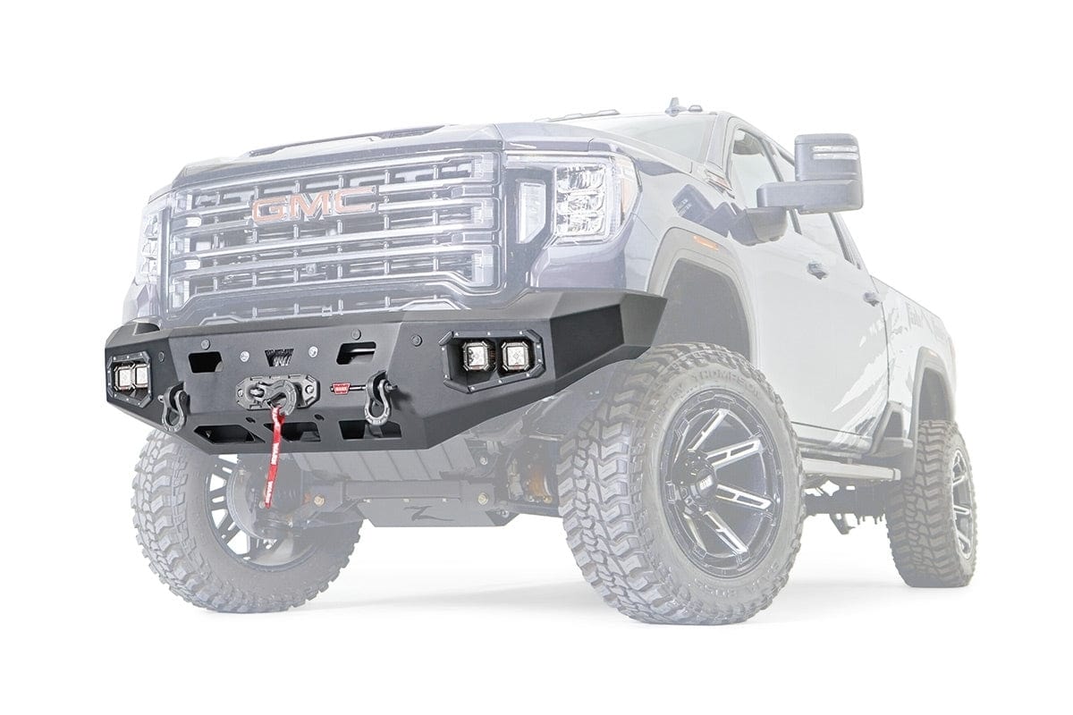 WARN Ascent HD 107177 2020 - 2023 GMC Sierra 2500/3500 HD Front Winch Bumper with No Grille Guard - Rugged Truck Gear