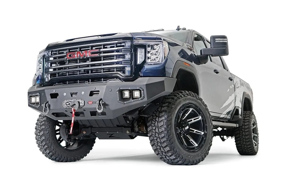 WARN Ascent HD 107177 2020 - 2023 GMC Sierra 2500/3500 HD Front Winch Bumper with No Grille Guard - Rugged Truck Gear