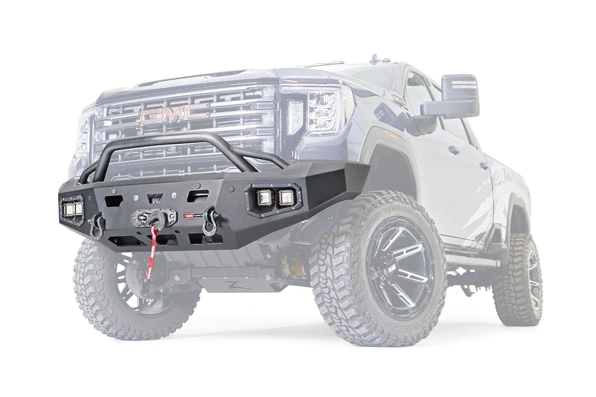 WARN Ascent HD 107179 2020 - 2023 GMC Sierra 2500/3500 HD Front Winch Bumper with Baja Bar - Rugged Truck Gear