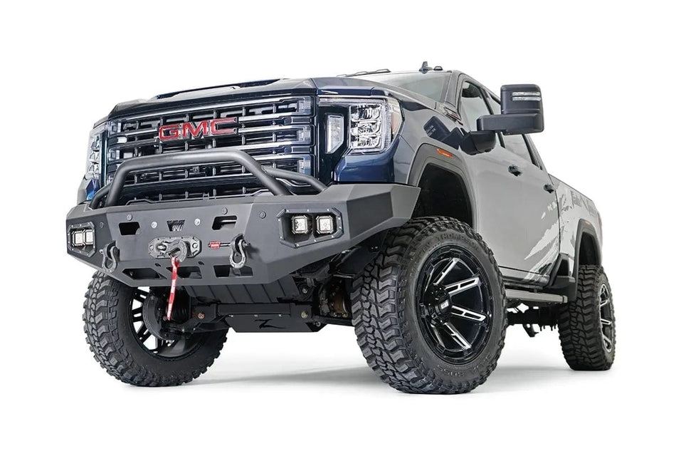 WARN Ascent HD 107179 2020 - 2023 GMC Sierra 2500/3500 HD Front Winch Bumper with Baja Bar - Rugged Truck Gear