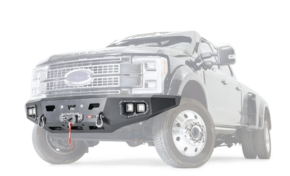 WARN Ascent HD 107181 2017 - 2022 Ford F450/F550 Super Duty Front Winch Bumper with No Grille Guard - Rugged Truck Gear