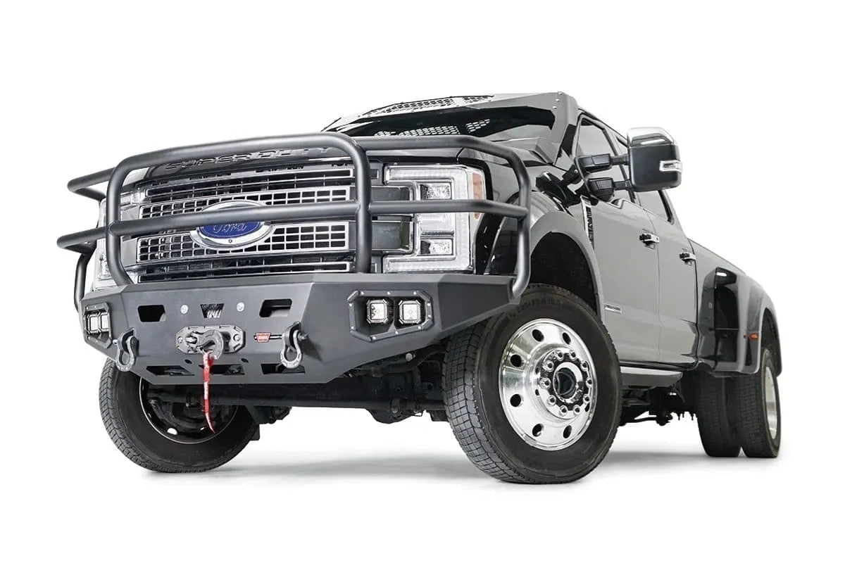 WARN Ascent HD 107182 2017 - 2022 Ford F450/F550 Super Duty Front Winch Bumper with Full Grille Guard - Rugged Truck Gear