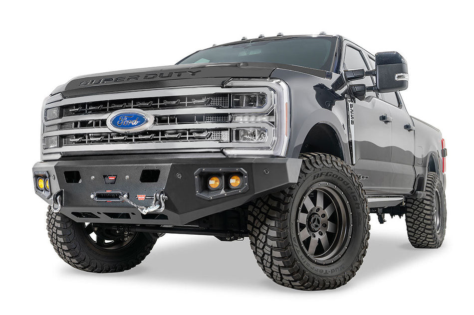 Warn Ascent HD 110629 2023 Ford F250/F350 Super Duty Front Winch Bumper with No Grille Guard - Rugged Truck Gear