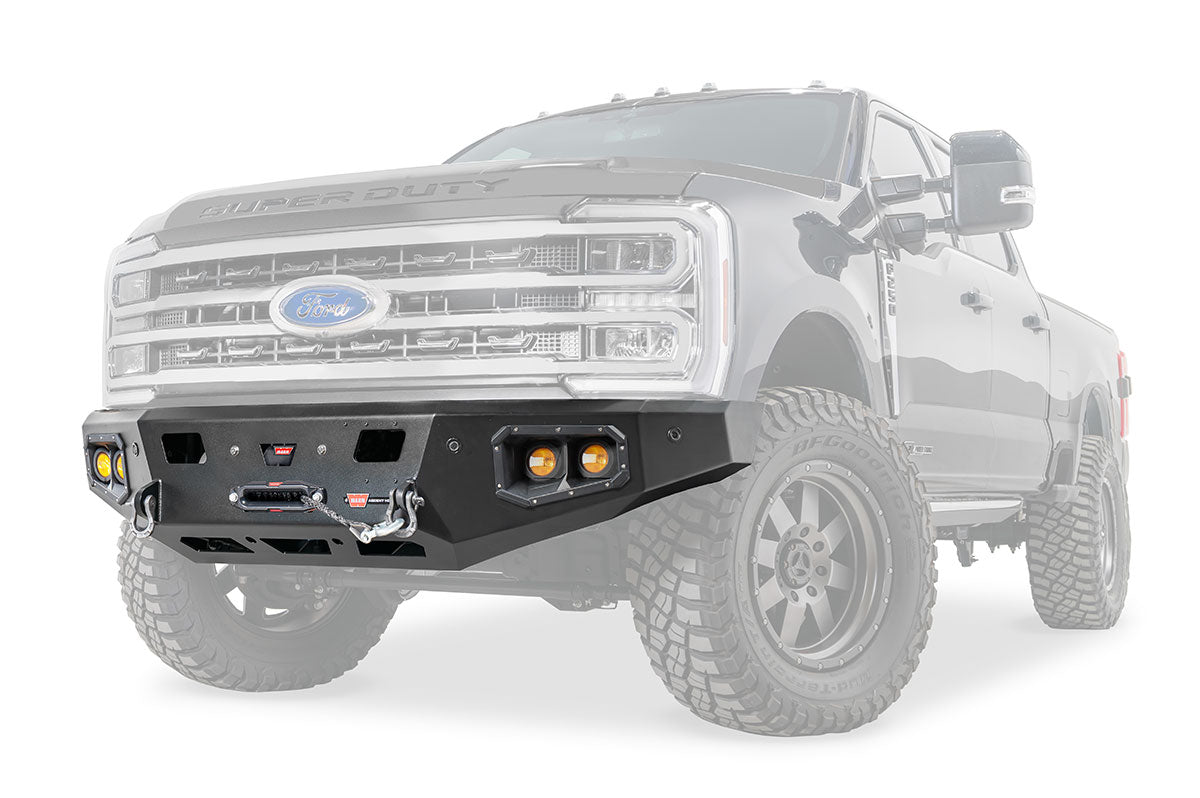 Warn Ascent HD 110629 2023 Ford F250/F350 Super Duty Front Winch Bumper with No Grille Guard - Rugged Truck Gear