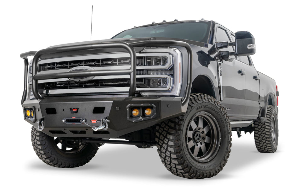 Warn Ascent HD 110630 2023 - 2024 Ford F250/F350 Super Duty Front Winch Bumper with Full Grille Guard - Rugged Truck Gear