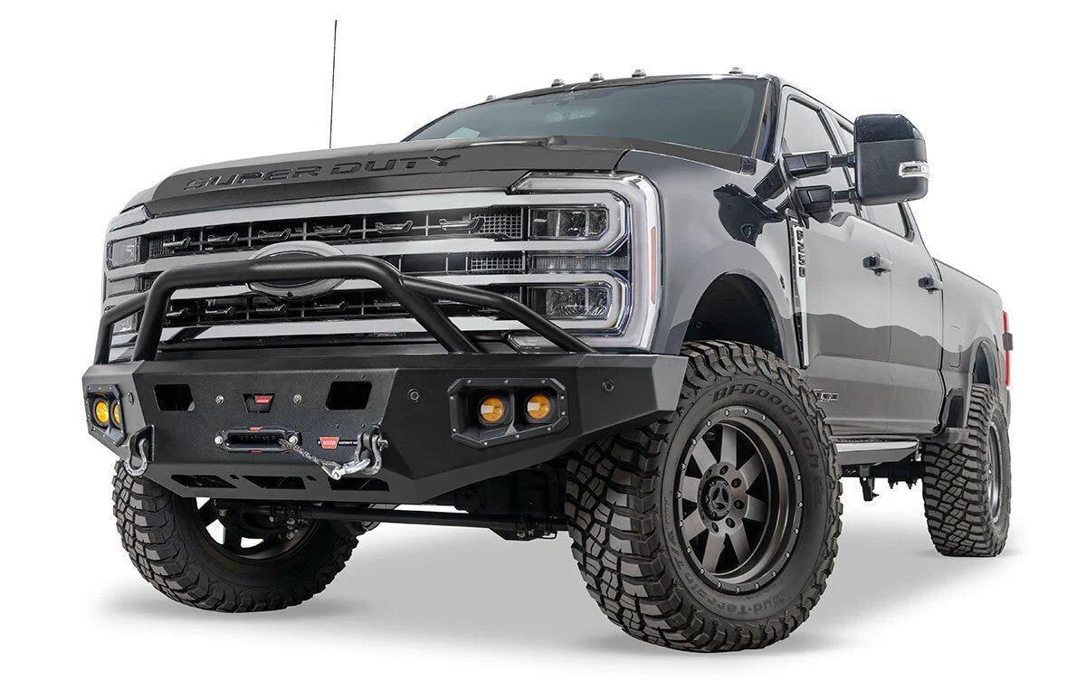 Warn Ascent HD 110631 2023 - 2024 Ford F250/F350 Super Duty Front Winch Bumper with Pre - Runner Guard - Rugged Truck Gear