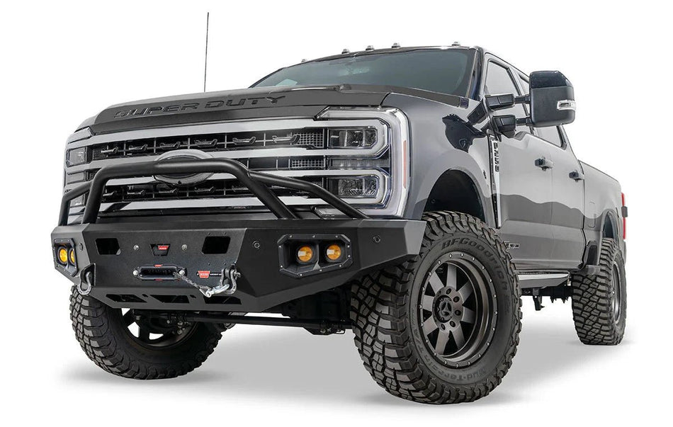 Warn Ascent HD 110631 2023 - 2024 Ford F250/F350 Super Duty Front Winch Bumper with Pre - Runner Guard - Rugged Truck Gear