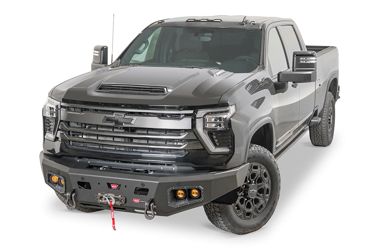 Warn Ascent HD 110912 2024 Chevy Silverado 2500/3500 HD Front Winch Bumper with No Grille Guard - Rugged Truck Gear