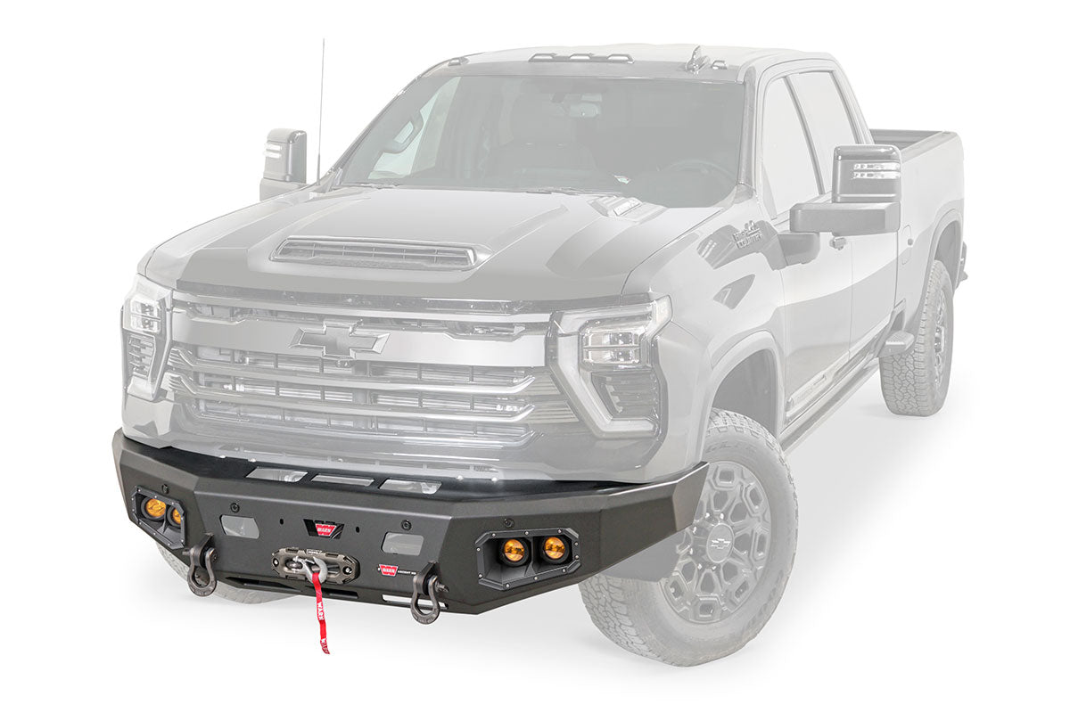 Warn Ascent HD 110912 2024 Chevy Silverado 2500/3500 HD Front Winch Bumper with No Grille Guard - Rugged Truck Gear
