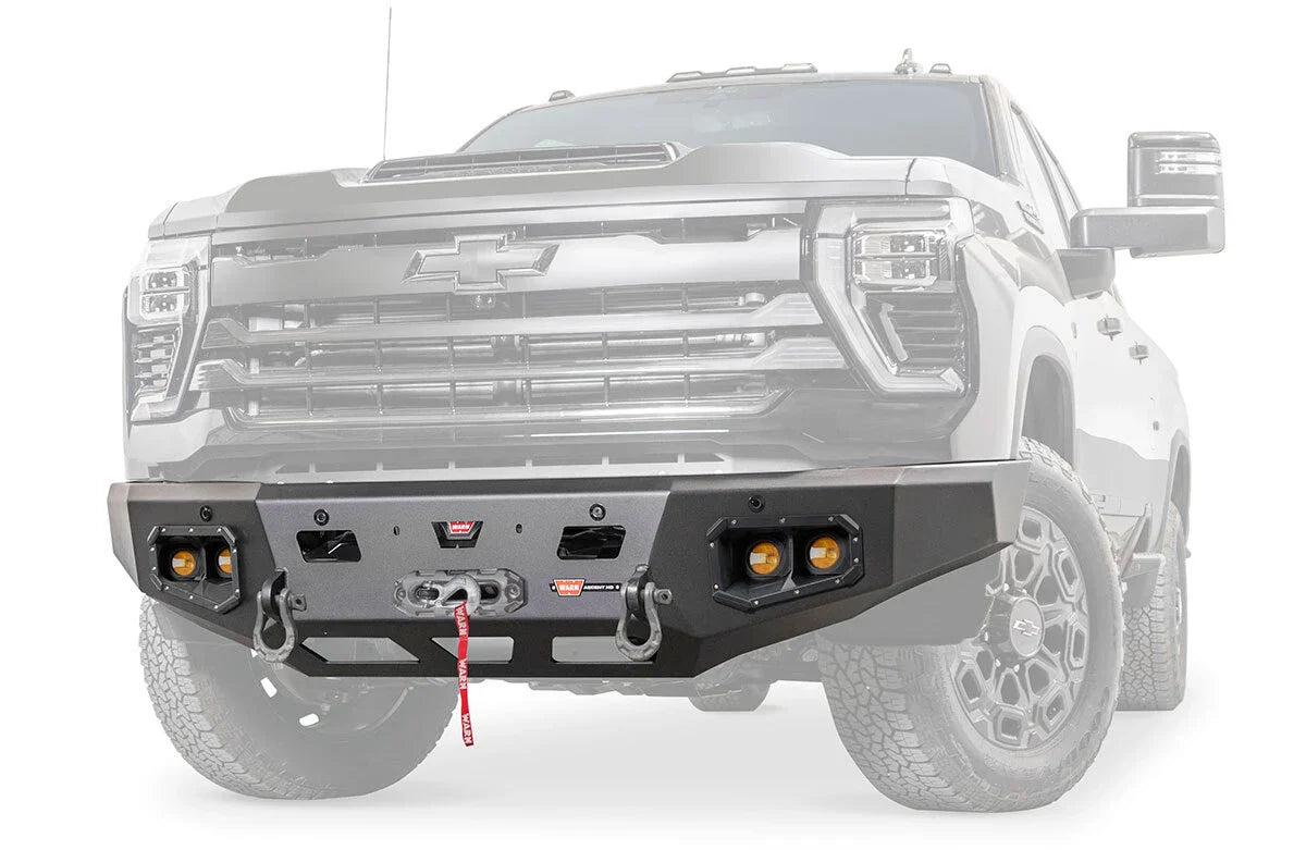 Warn Ascent HD 110912 2024 Chevy Silverado 2500/3500 HD Front Winch Bumper with No Grille Guard - Rugged Truck Gear
