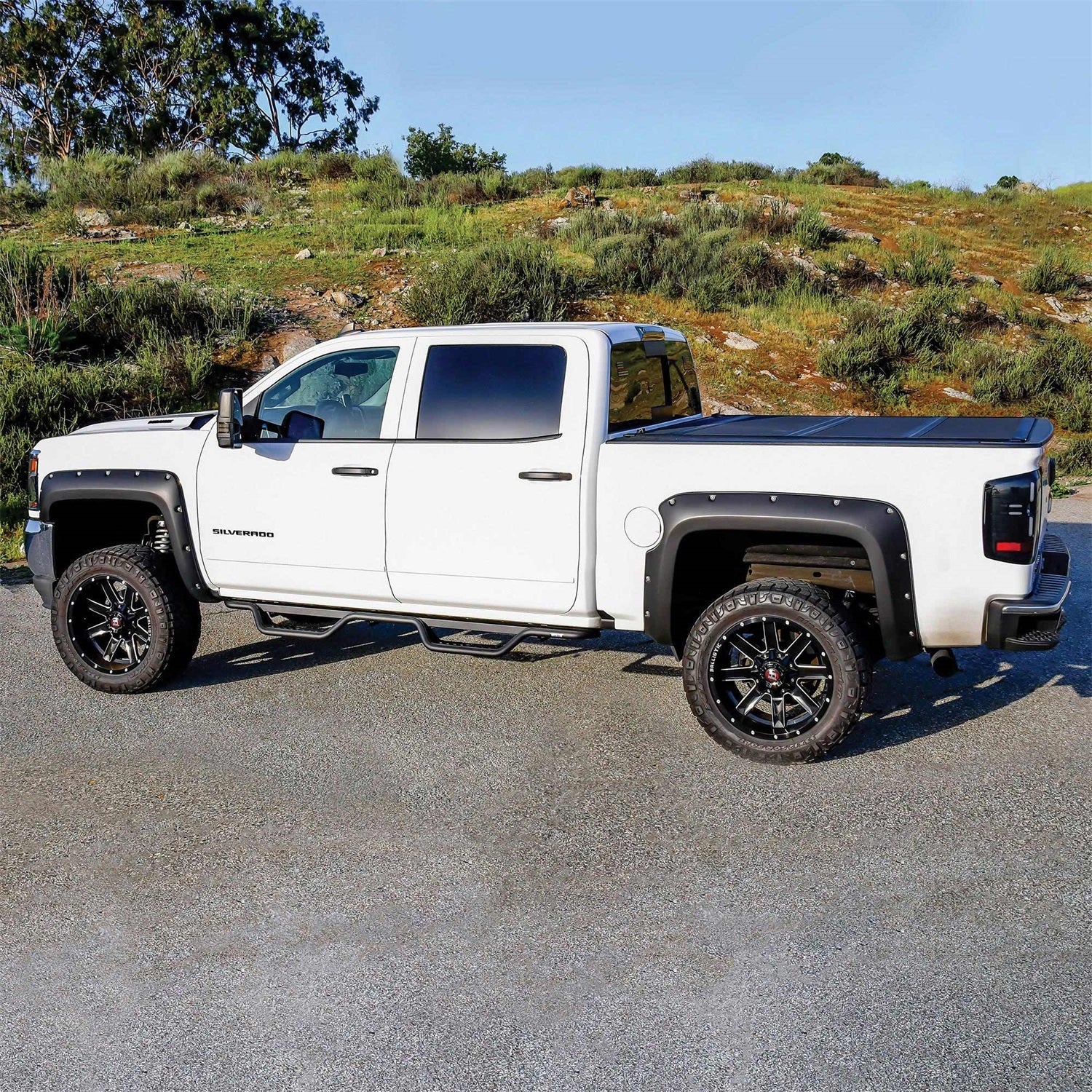 Westin 20 - 13725 2015 - 2019 GMC Sierra 2500/3500 HD Outlaw Drop Nerf Step Bars - 72 in. Long - Rugged Truck Gear