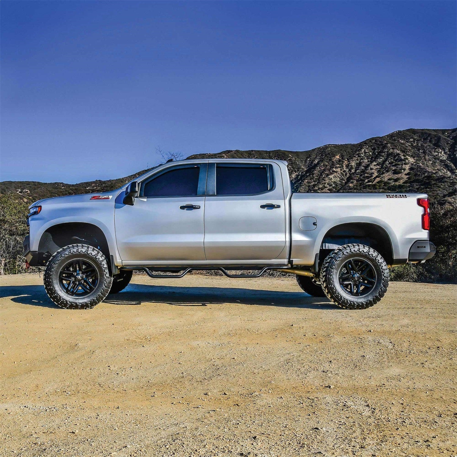 Westin 20 - 14135 2019 - 2024 Chevy Silverado 1500 Outlaw Drop Nerf Step Bars - 72 in. Long - Rugged Truck Gear