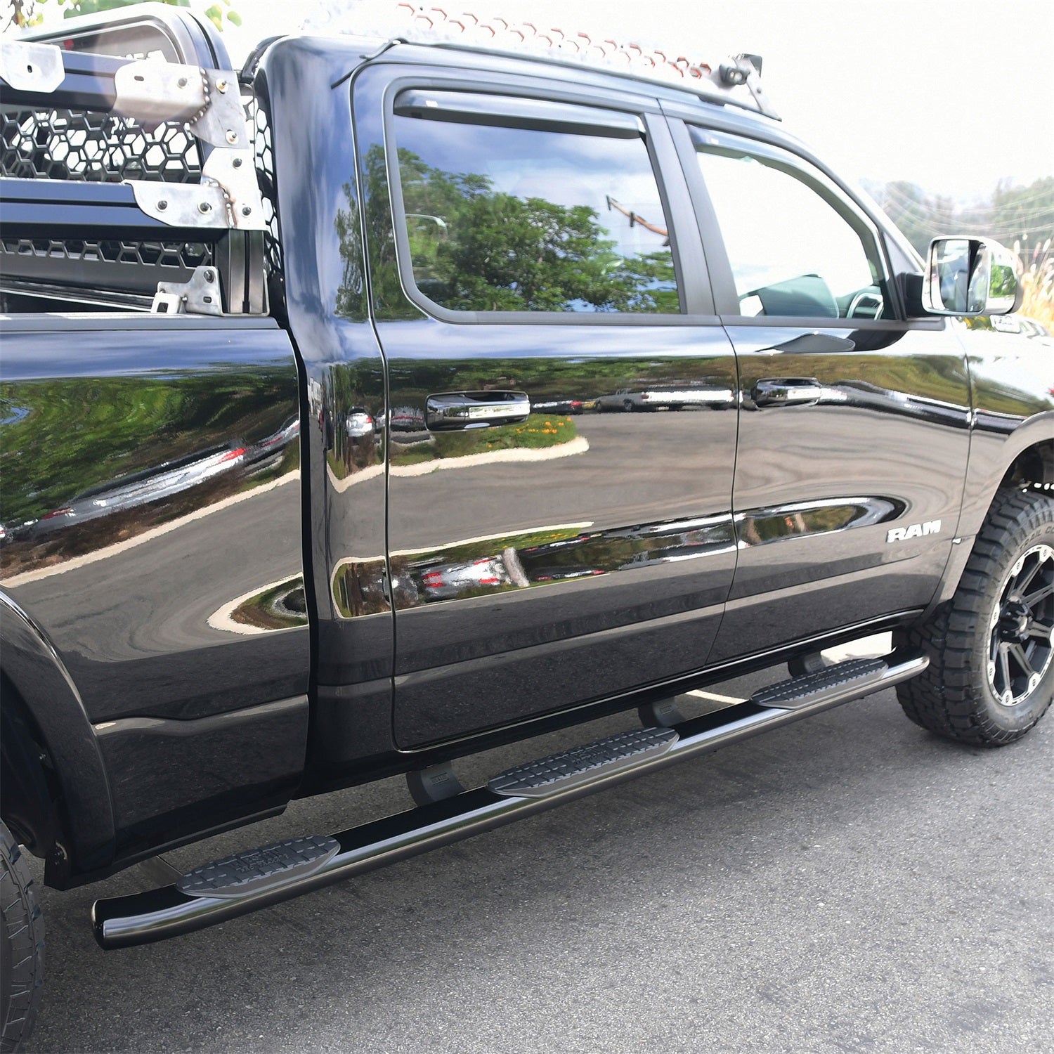Westin 21 - 534705 2019 - 2024 Ram 1500 PRO TRAXX 5 in. Oval Wheel - to - Wheel Nerf Step Bars - 72 in. Long - Rugged Truck Gear