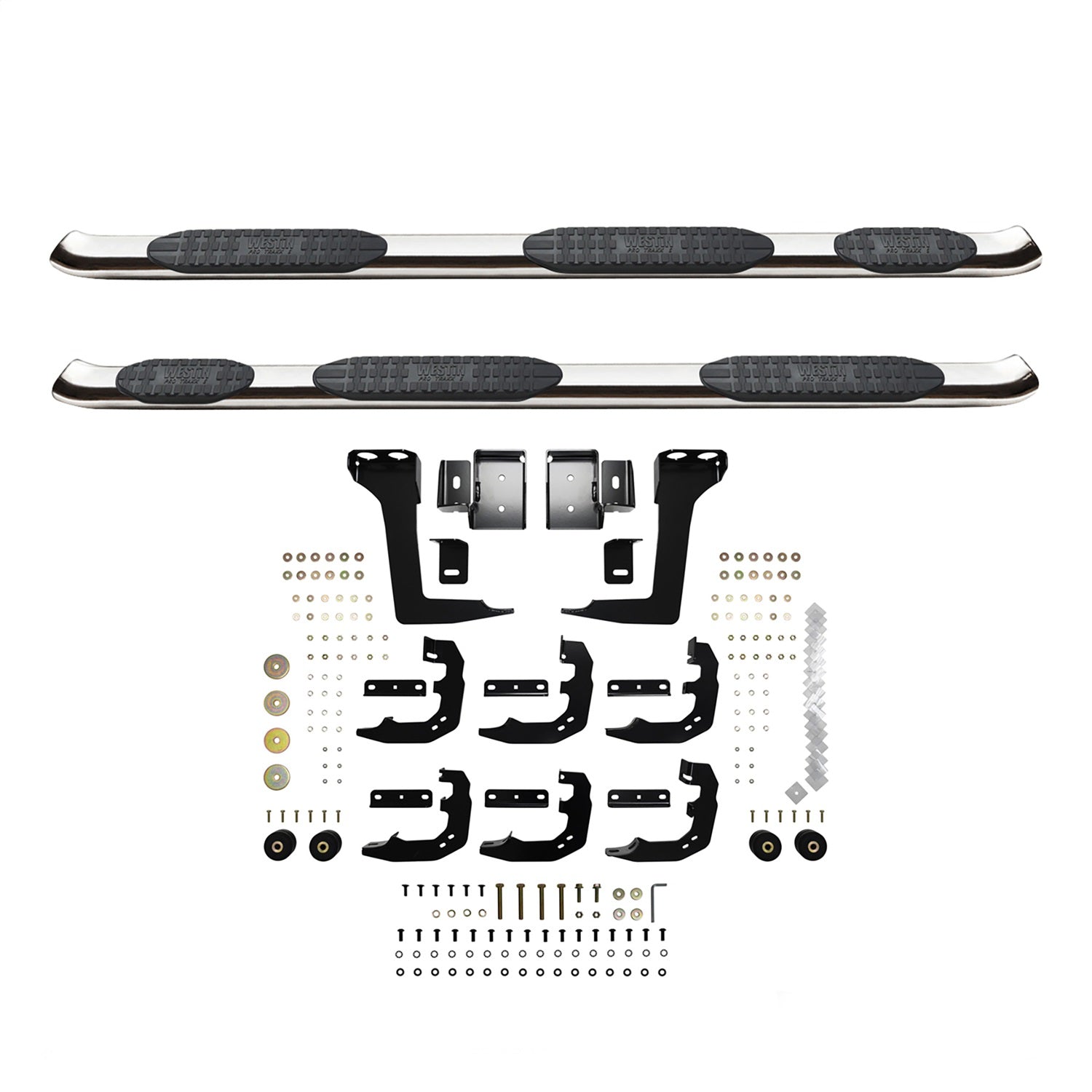 Westin 21 - 534730 2019 - 2024 Ram 1500 PRO TRAXX 5 in. Oval Wheel - to - Wheel Nerf Step Bars - 72 in. Long - Rugged Truck Gear